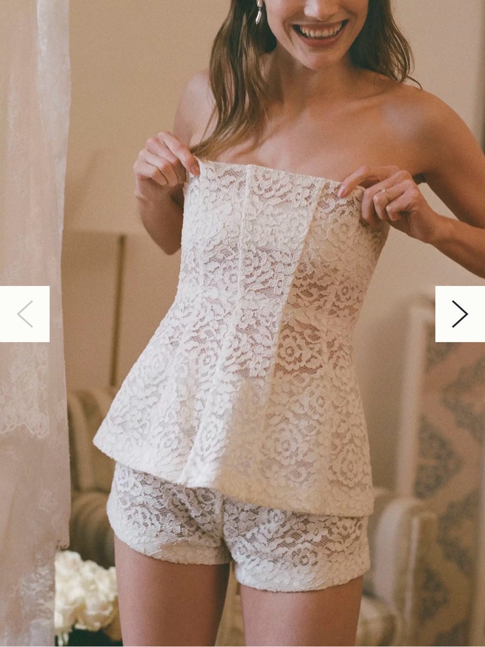 V. Chapman White Lace Strapless Peplum Mini Dress - Picture 4 of 6